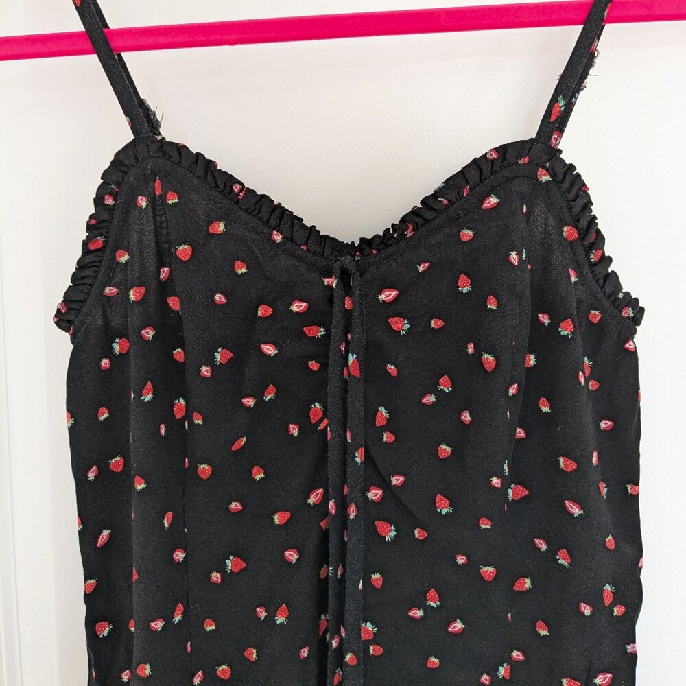 NWOT Wild Fable Black Strawberry Print Mini Dress - Picture 6 of 7